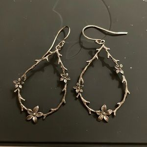 Sterling silver floral vine teardrop earrings